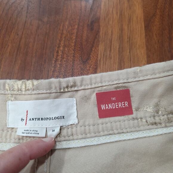 Anthropologie Wanderer Utility Pants Metallic Shimmer Button Fly Size 30 - Picture 7 of 14